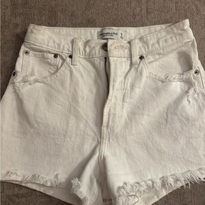 Abercrombie & Fitch Women's Frayed White Jean Shorts